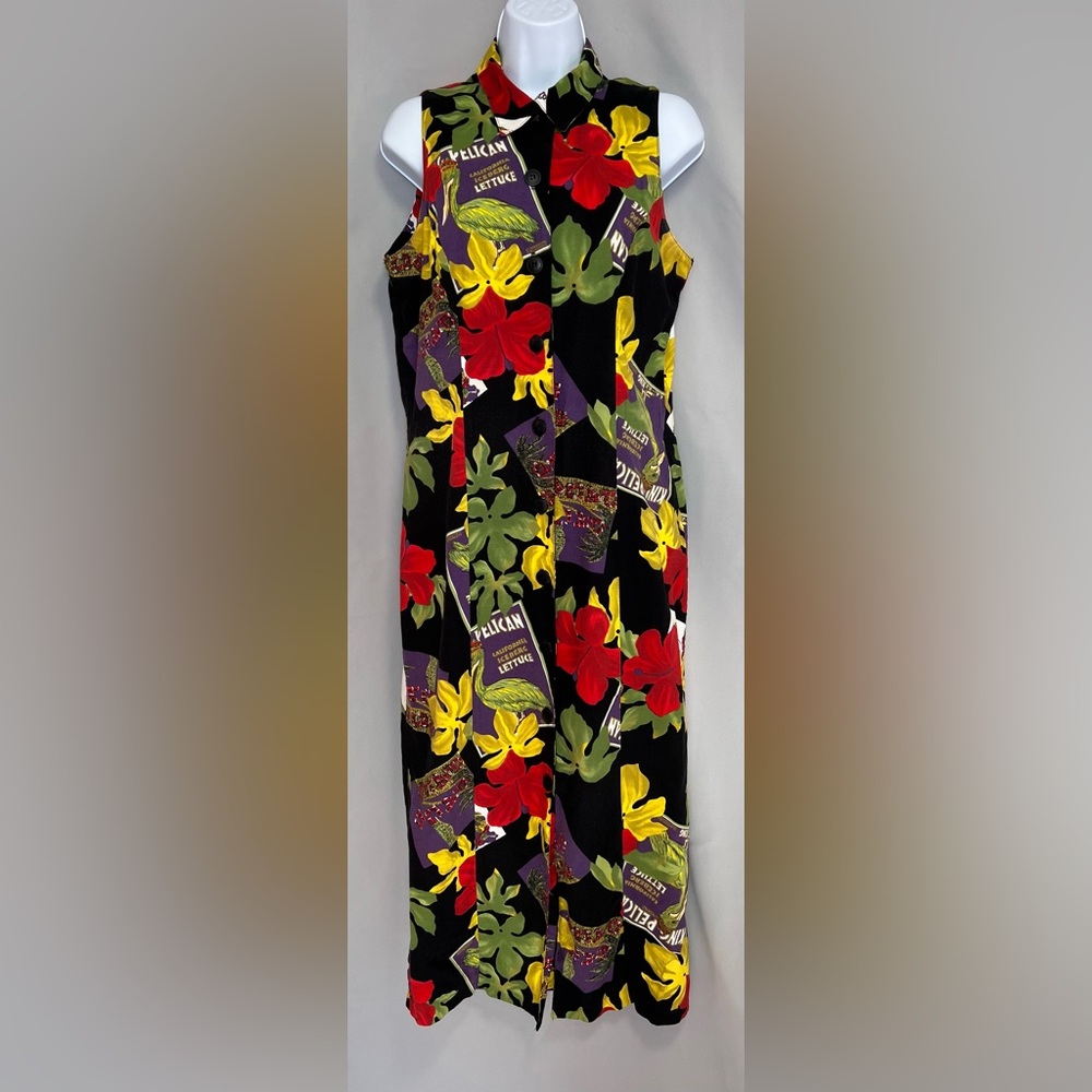 Vintage Carol Anderson California‎ Beach  Floral Dress Sz 12 Button Down Women’s